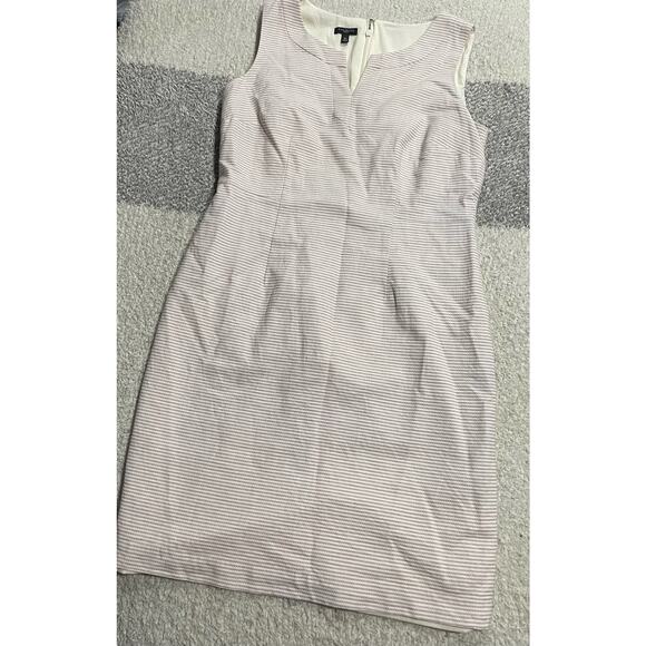 Talbots Womens Size 8P Striped Split Neck Sleeveless Sheath Dress Cream Red Blue - Picture 1 of 13